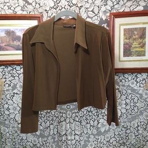 Effortless Style brown thin cropped cover up open cardigan sweater lightweight